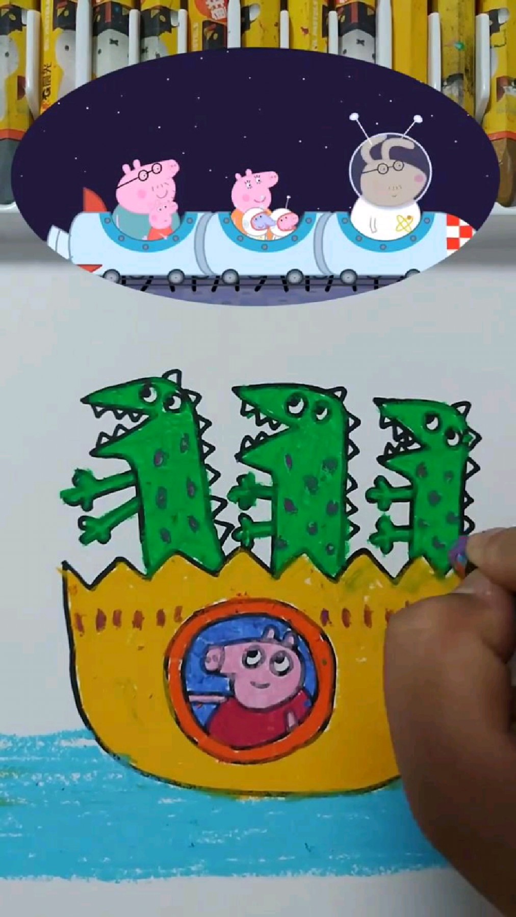 恐龙和佩奇简笔画