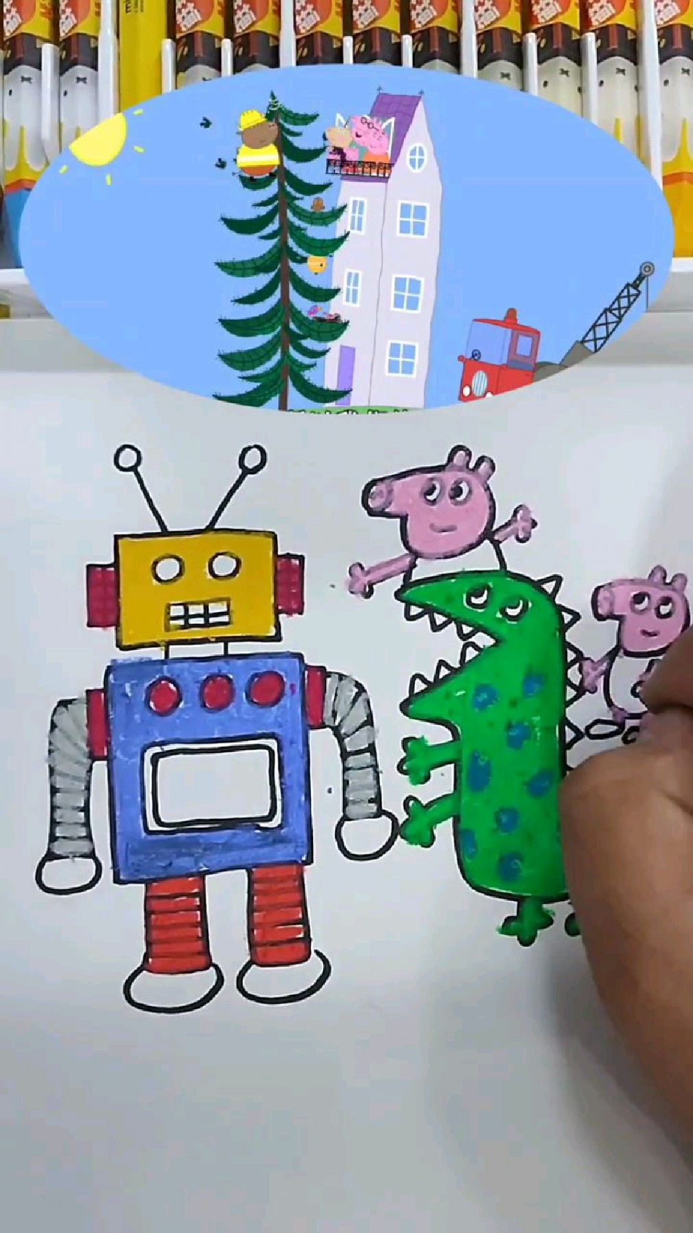 机器人和恐龙简笔画