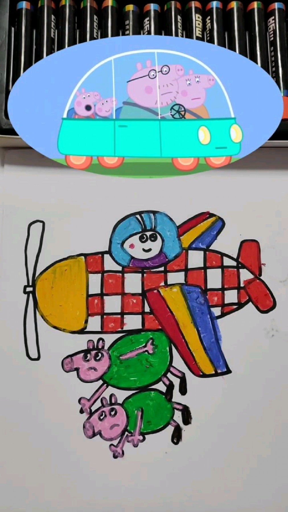 小猪佩奇开飞机简笔画