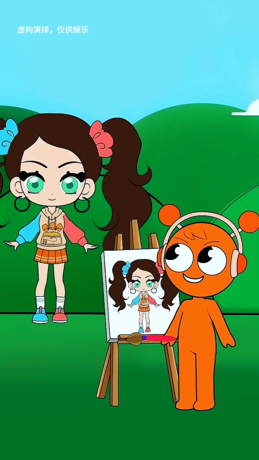 奥伦最后画了一个双马尾女孩