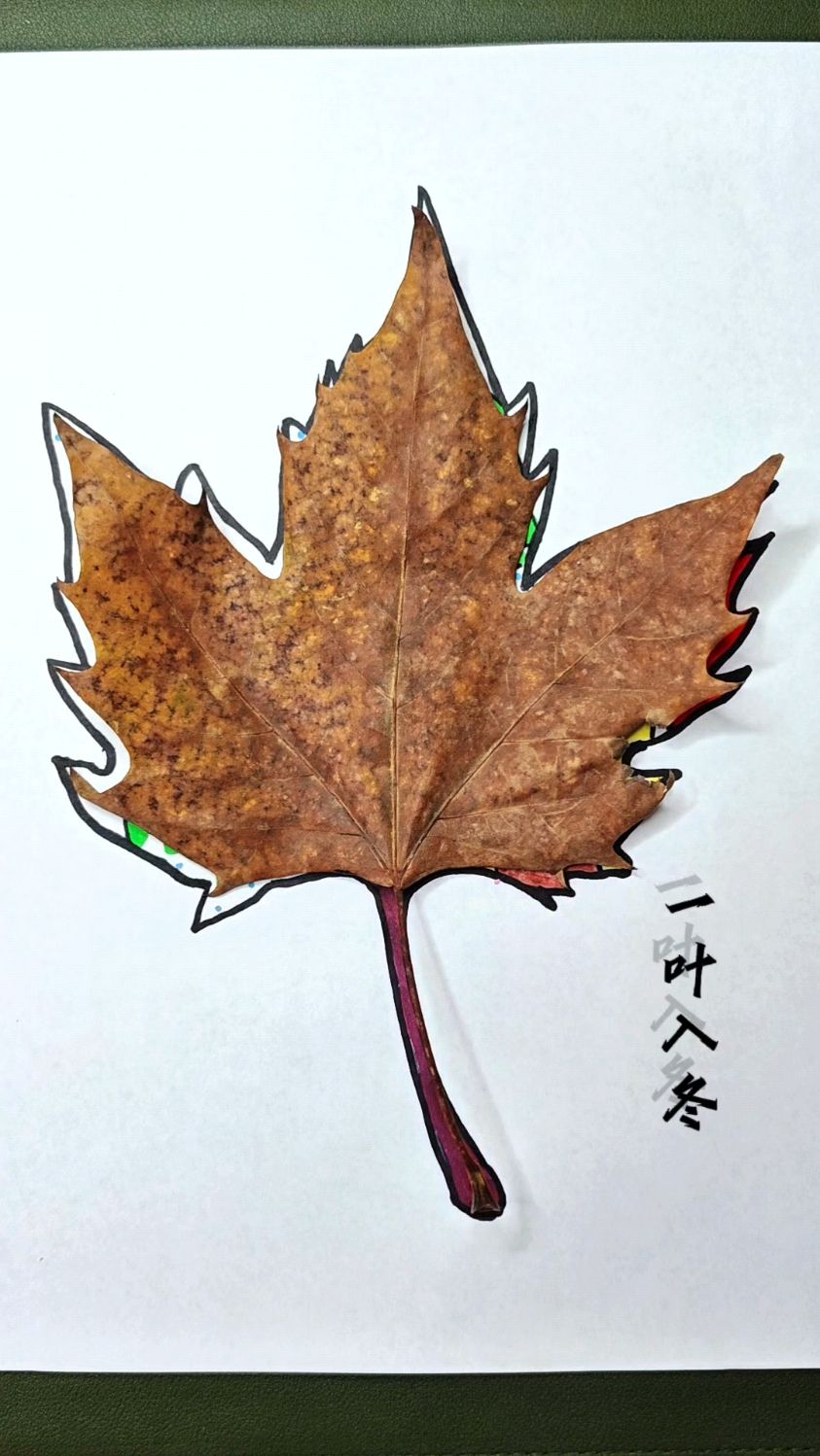 一叶入冬儿童创意画简笔画教程#学生党 #树叶贴画 #儿童创意画