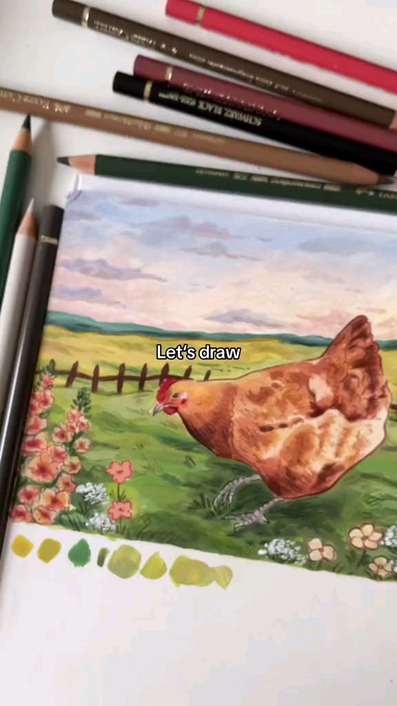 如何画一只觅食的母鸡