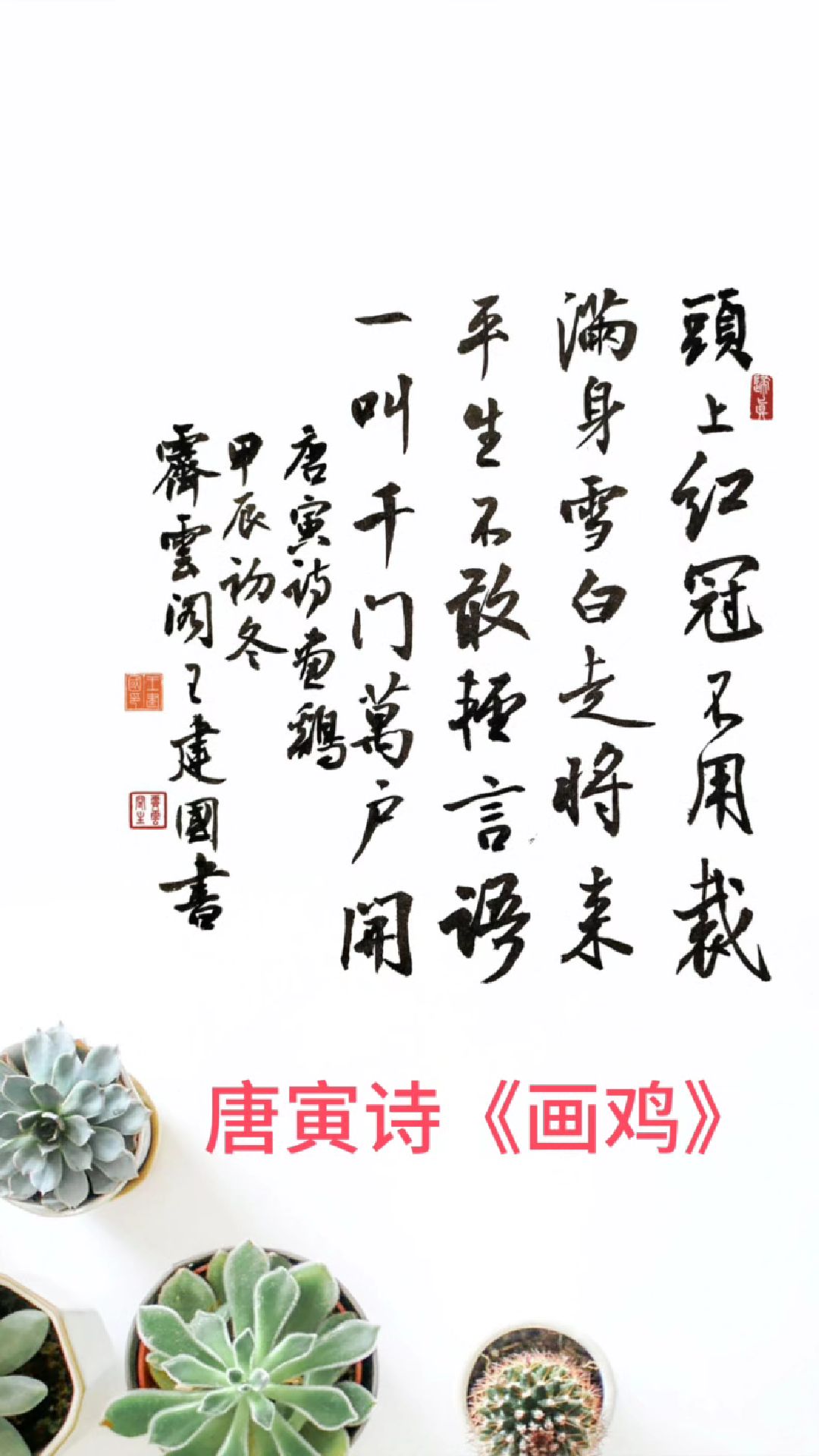 唐寅诗《画鸡》#原创书法作品#古诗词#行书