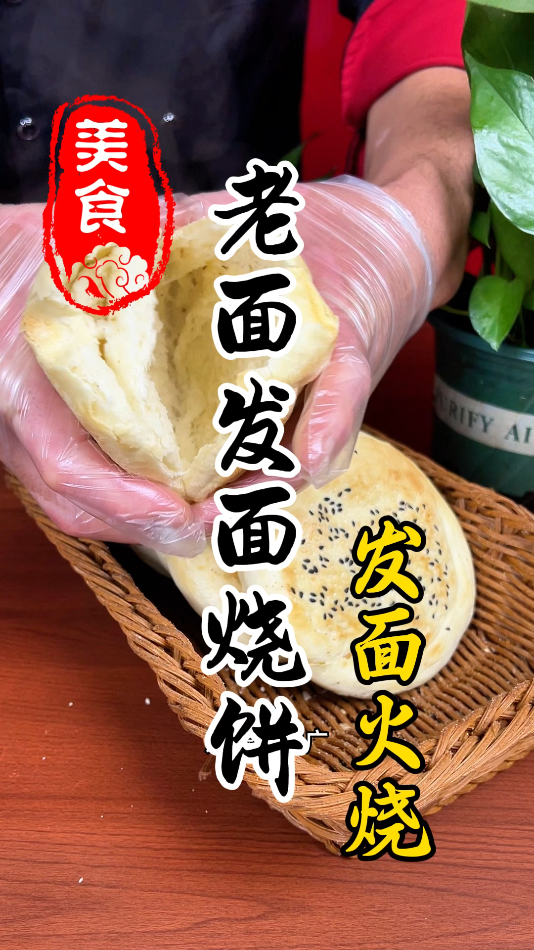 菜夹馍肉夹馍花干鸡蛋夹馍所用的老面发面烧饼详细做法教程