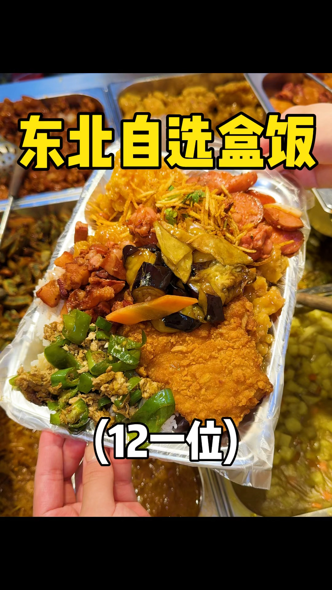 哈尔滨街头的自选盒饭,12一位,素菜随便打!!