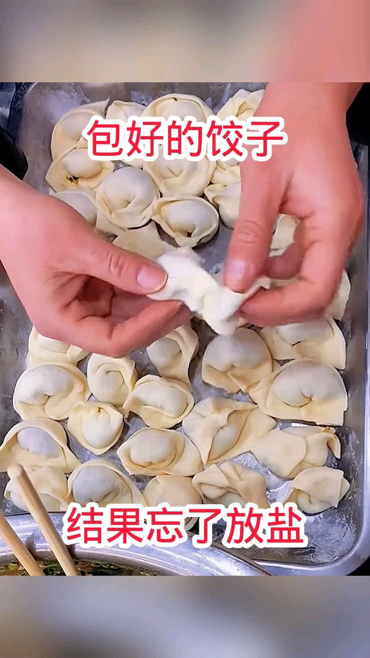 包好的饺子,结果忘了放盐!