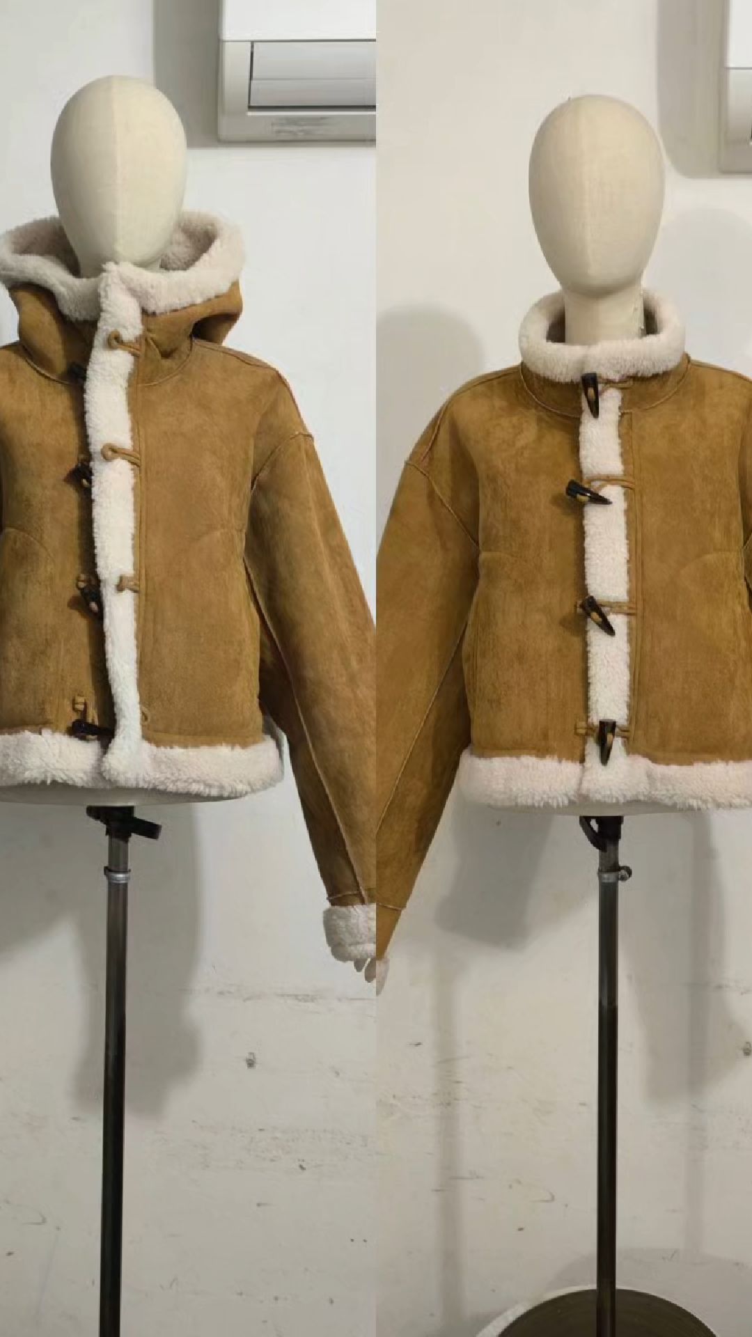 带帽皮毛一体外套改领