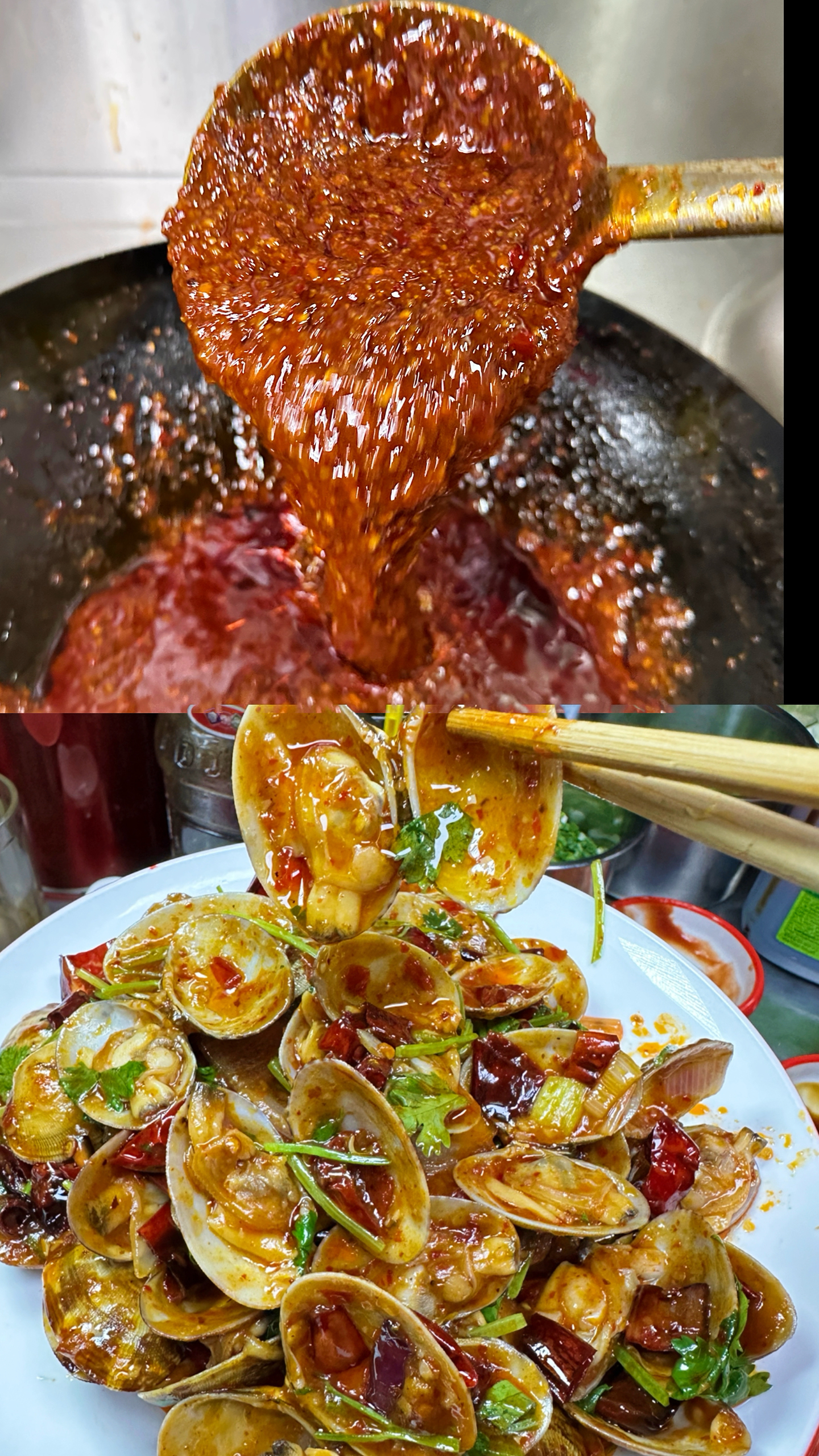 烧烤店的特色辣炒酱炒小海鲜味道杠杠的