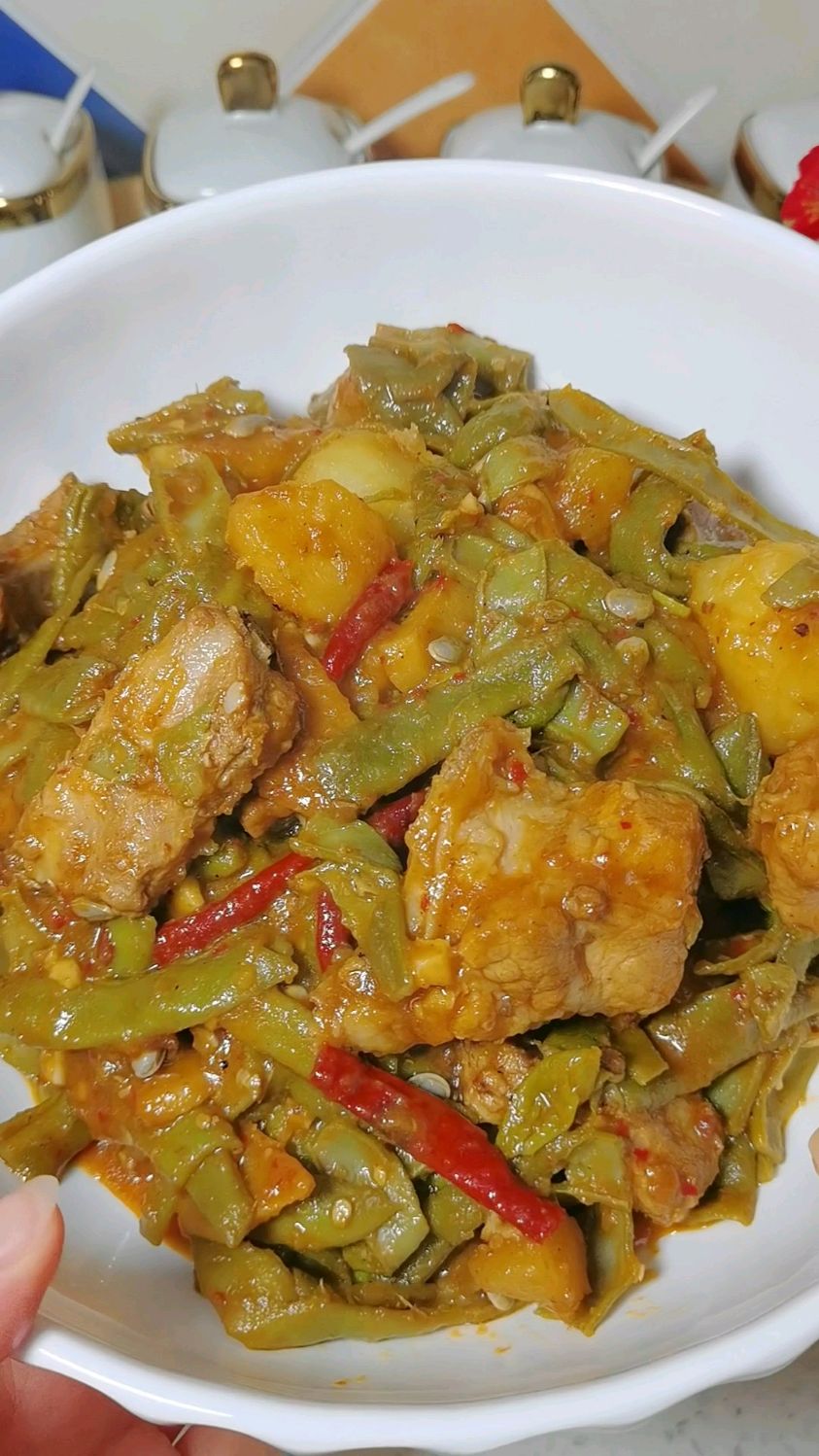 皓哥说想吃排骨炖豆角了 这小菜真是经典东北菜家常菜 配米饭绝了