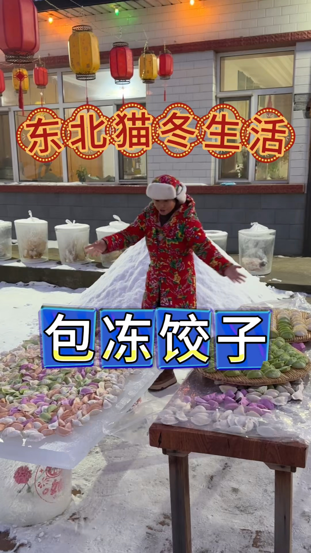 东北猫冬生活,看看东北人包冻饺子有多疯狂,吃不完根本吃不完