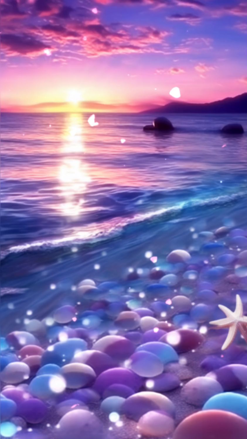 治愈系壁纸,紫色大海唯美壁纸,浪漫相随