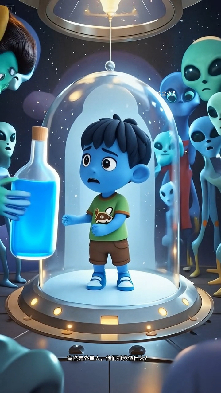 大头吃冰激凌变成了蓝色