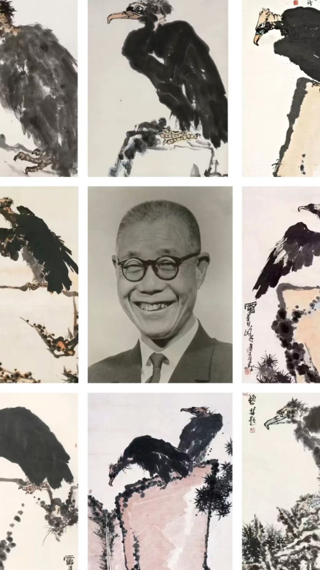 潘天寿画的秃鹫,笔意古朴奇肆。