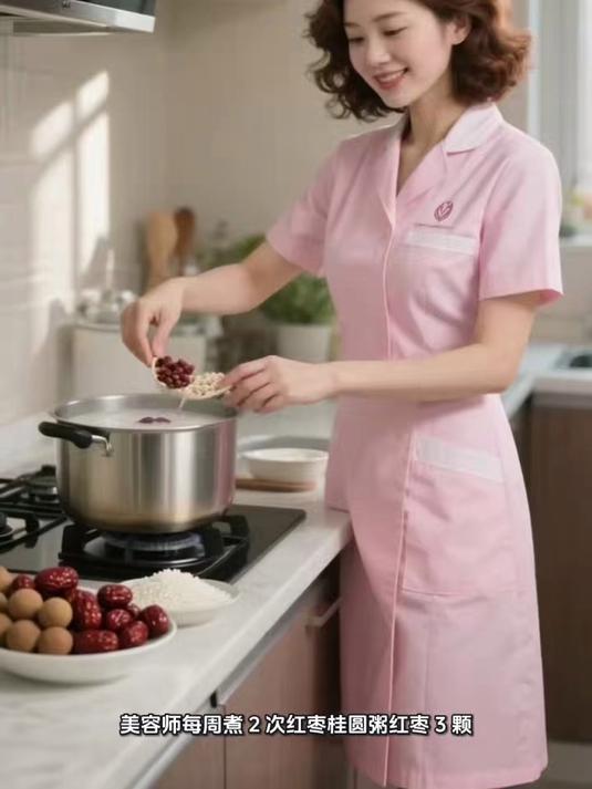 美容师补气血,吃红枣桂圆粥