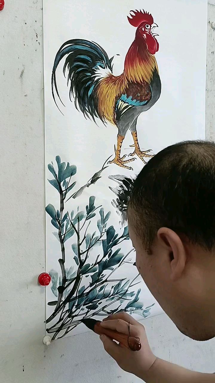 王兴民~国画公鸡,作品纯手工绘画,写意,写实