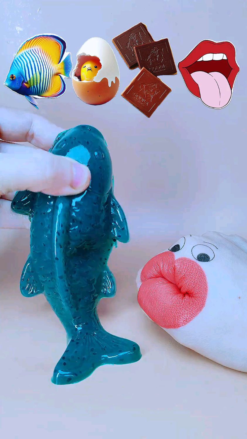 二次元美食,果冻卡通鲤鱼和琥珀糖做成的超级抽象派糖果