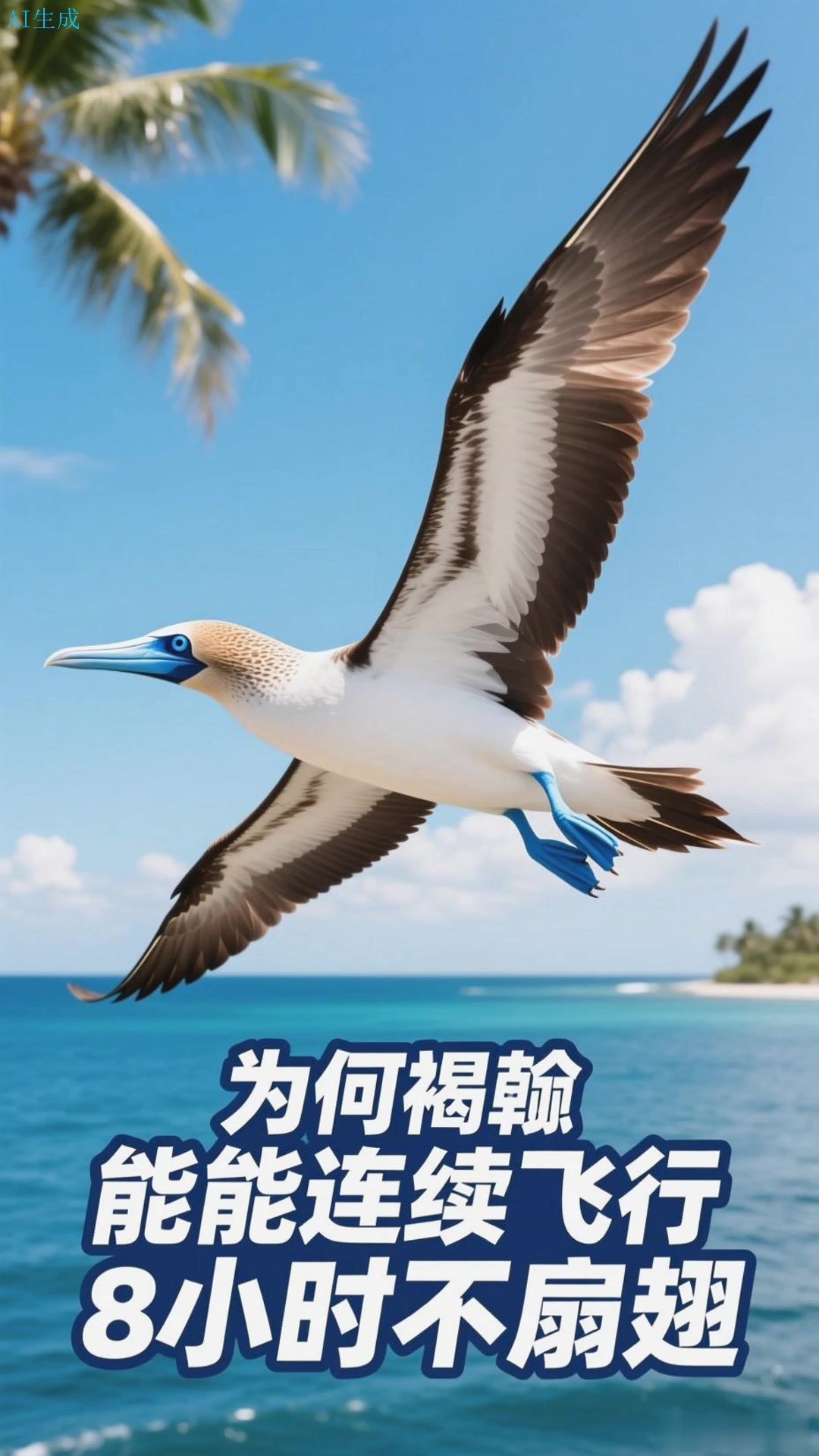 褐鲣鸟,滑翔专家,能利用气流长时间滑翔,节省体力