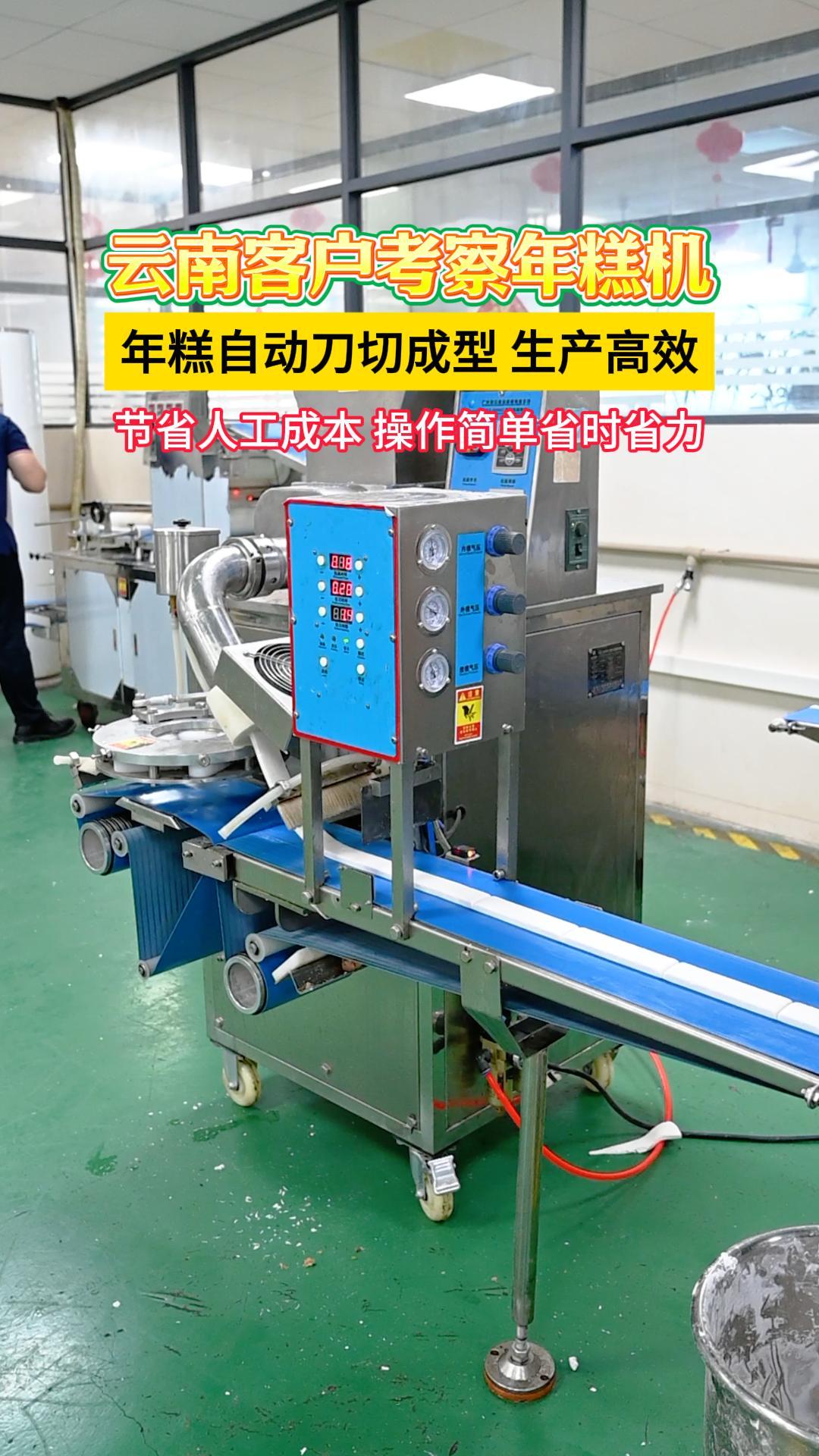 云南客户考察年糕成型机，自动刀切成型，生产高效省时省力