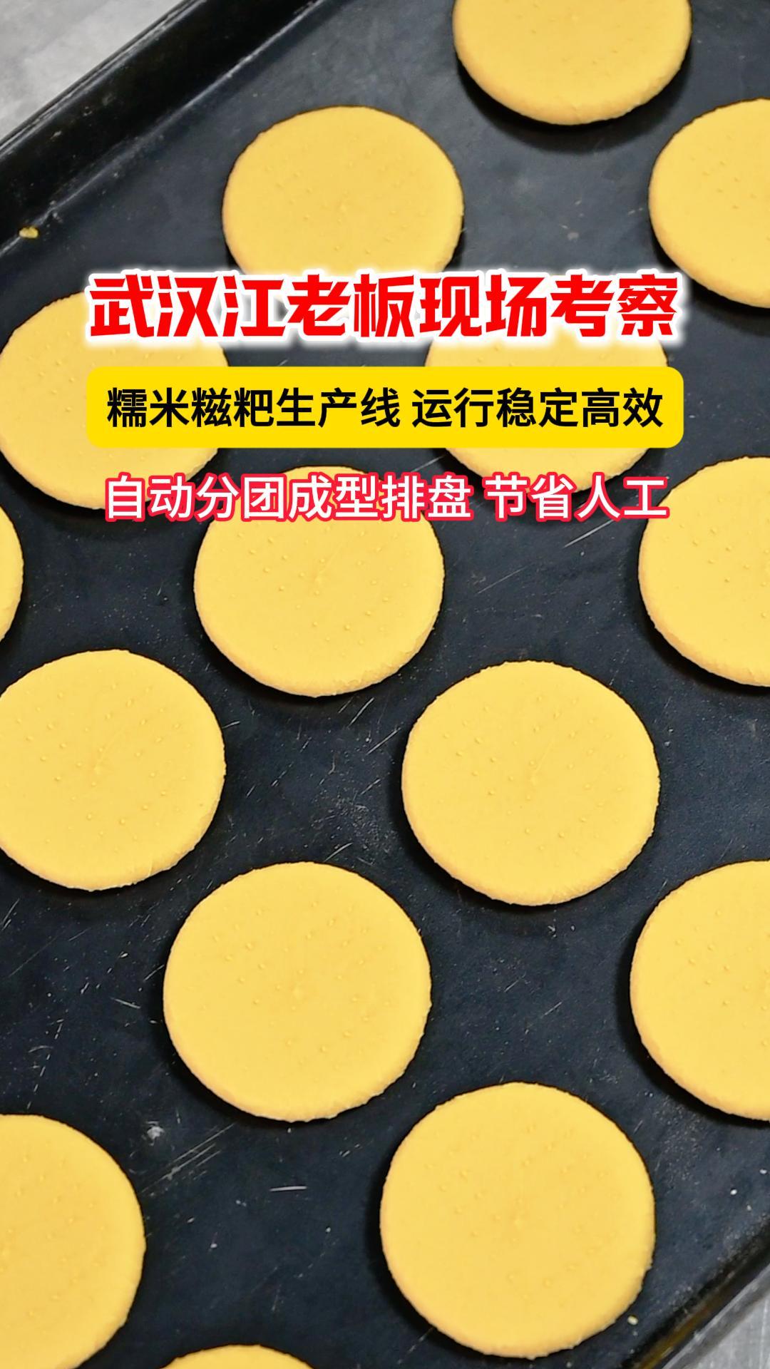 武汉江老板现场考察糍粑生产线,运行稳定高效,自动成型排盘一体