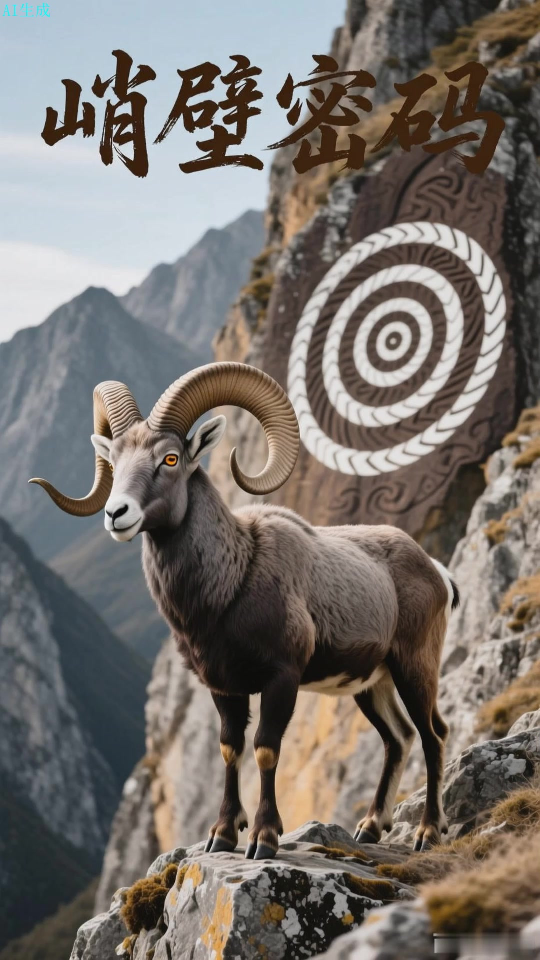 捻角山羊的螺旋巨角在峭壁映衬下宛如古老图腾