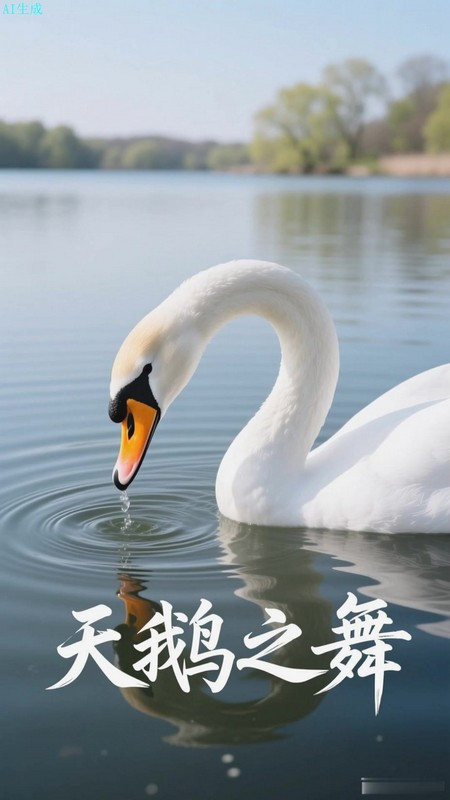 天鹅曲颈戏水，湖面上的浪漫诗篇