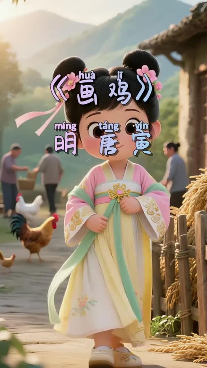 萌娃寻诗·会跳舞的大公鸡3D童趣古诗动画 当Q版汉服小囡囡遇上古诗神鸡！5岁萌娃带