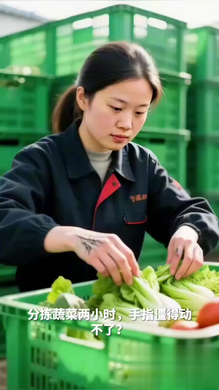 社区生鲜团购分拣员:分蔬菜手指僵 + 搬菜箱腰累?番茄蛋汤