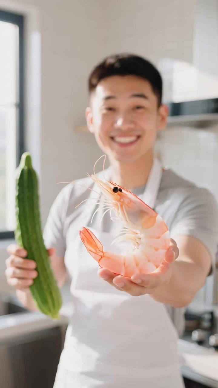 夏日吃丝瓜炒虾仁，搭配米饭助健康养生～