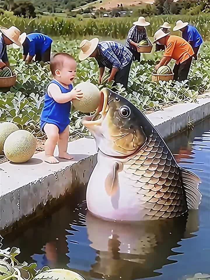 小鱼鱼吃西瓜了