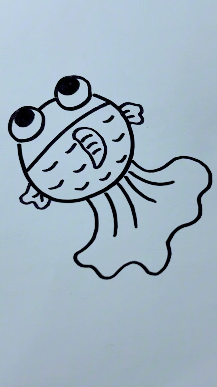 简笔画小金鱼