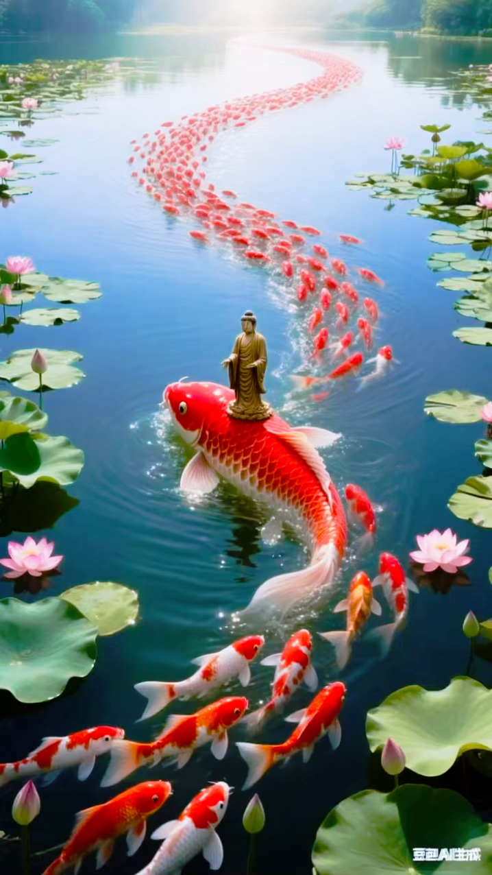 金鱼摆尾，如鱼得水＇愿君福运相随