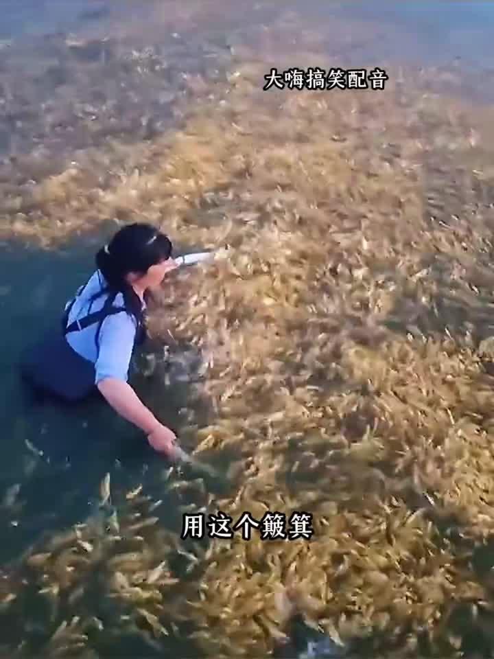 大妈捞鱼不一般,根本吃不完