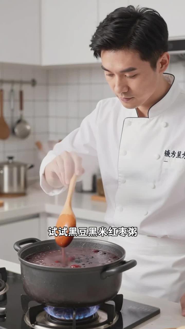 黑豆搭配黑米和红枣煮粥,滋养身体,对乌黑发丝有帮助