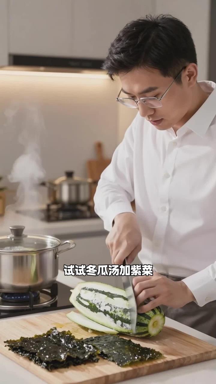 冬瓜汤煮制加紫菜,加餐吃它,上班族能吃到清淡的加餐吗?