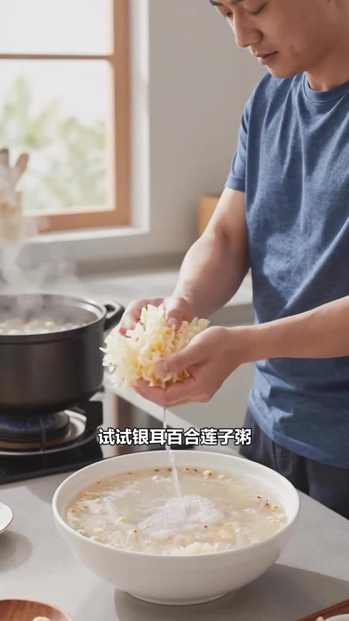 银耳百合莲子粥熬煮，润燥吃它，上班族能安神又润燥吗？