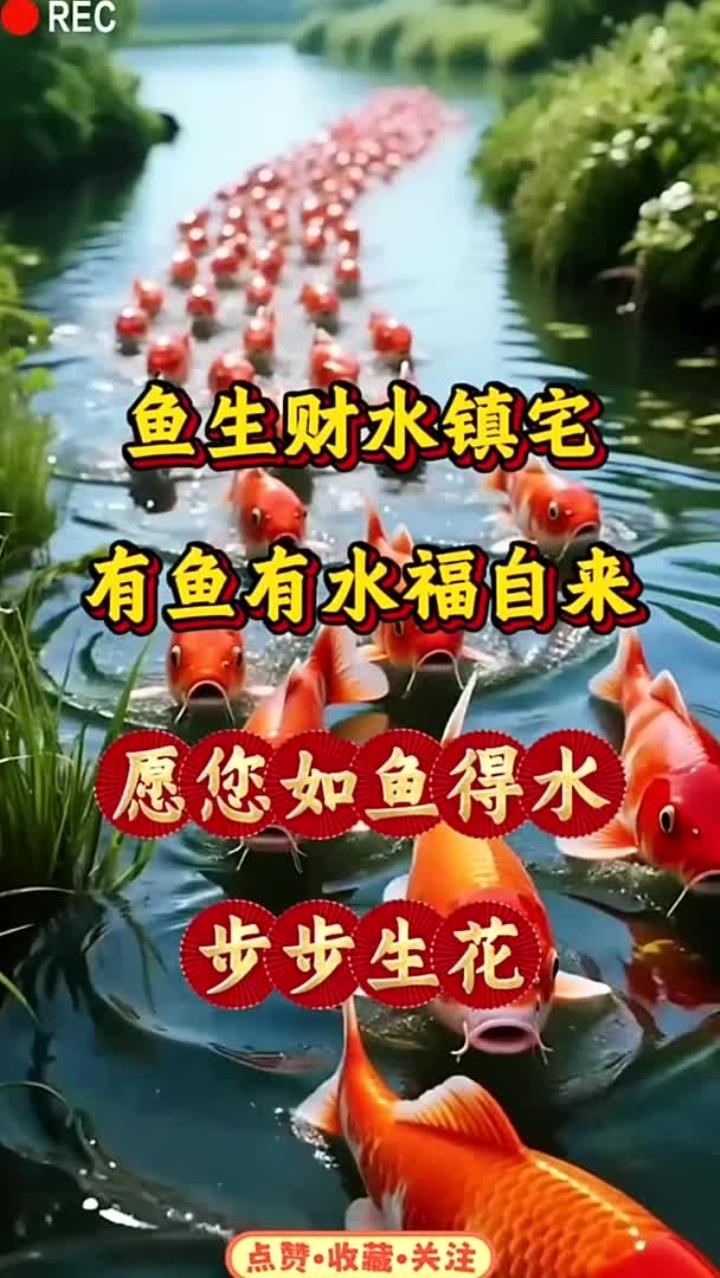鱼生财水镇宅有鱼有水福自来愿您如鱼得水