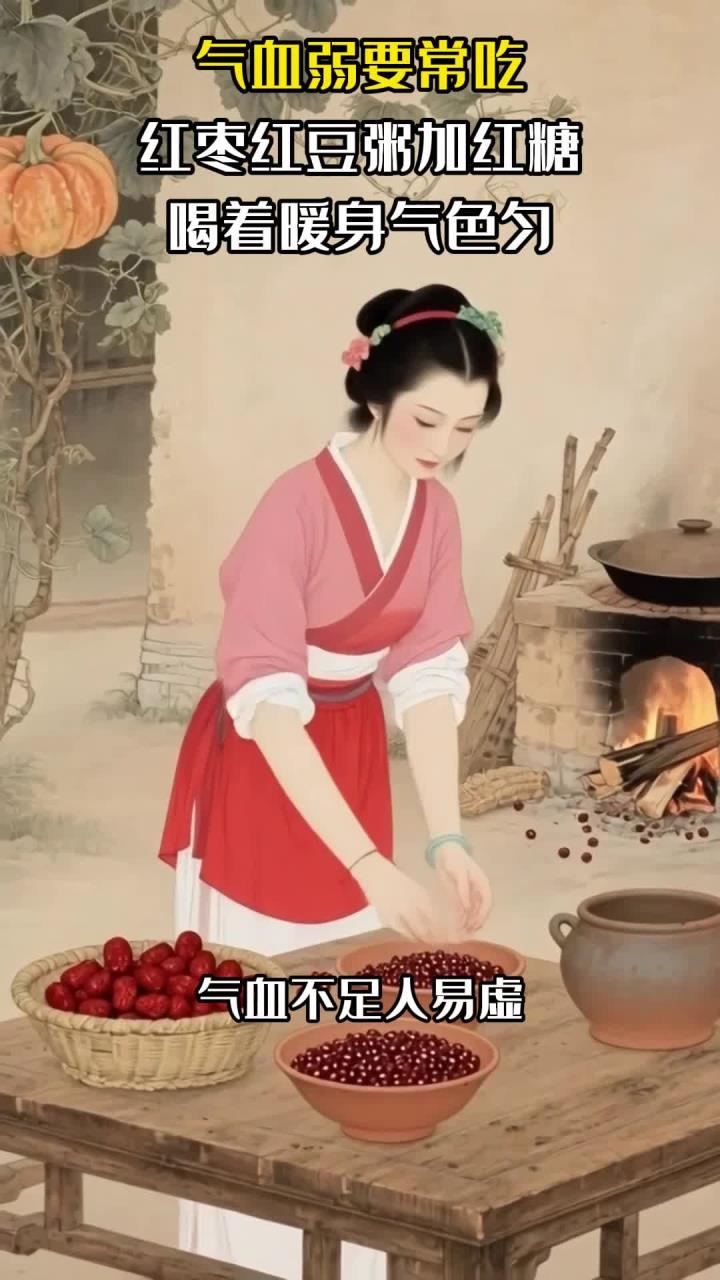 气血弱要常吃：红枣红豆粥加红糖，喝着暖身气色匀