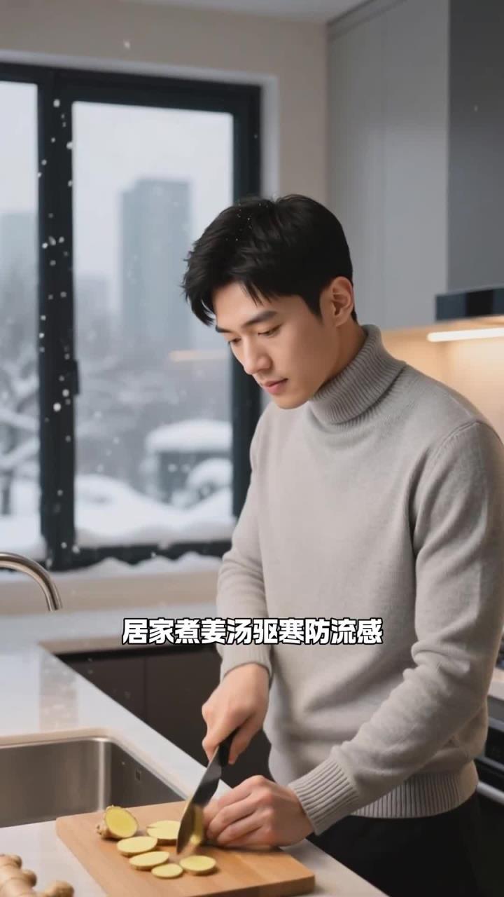 居家做饭 煮姜汤 大雪天驱寒防流感