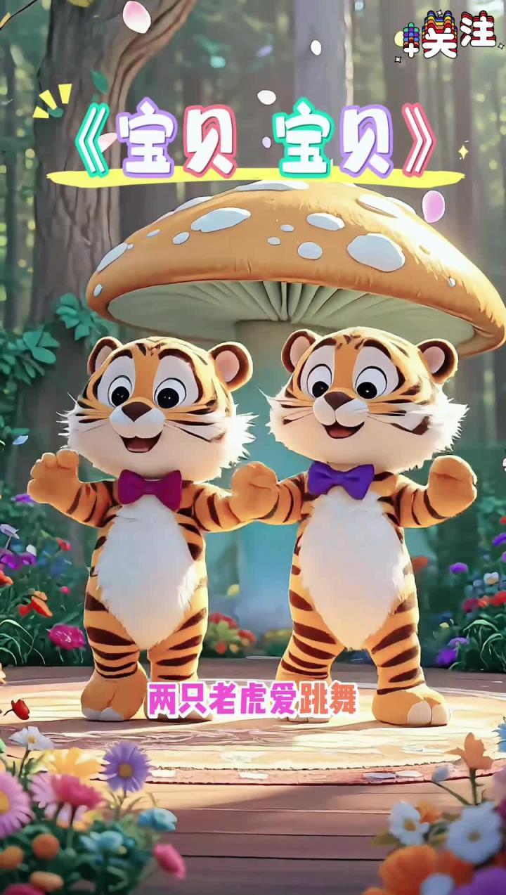 启蒙早教儿歌《宝贝 宝贝》两只老虎爱跳舞,小兔子乖乖拔萝卜,我和小鸭子学走路,童
