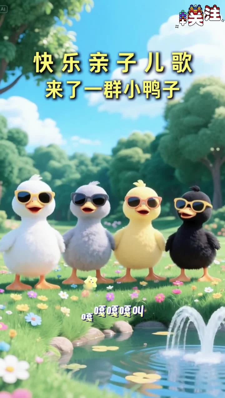 来了一群又酷又可爱的小鸭子哦!亲子互动 律动儿歌