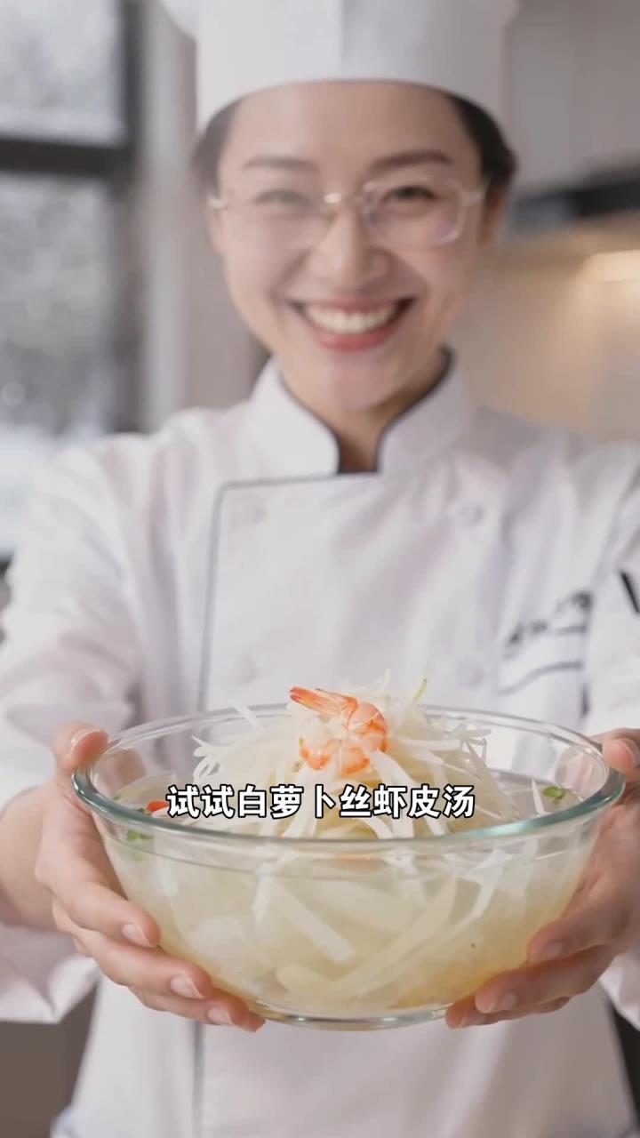 流感食护，白萝卜丝虾皮汤，补钙补碘加固防御