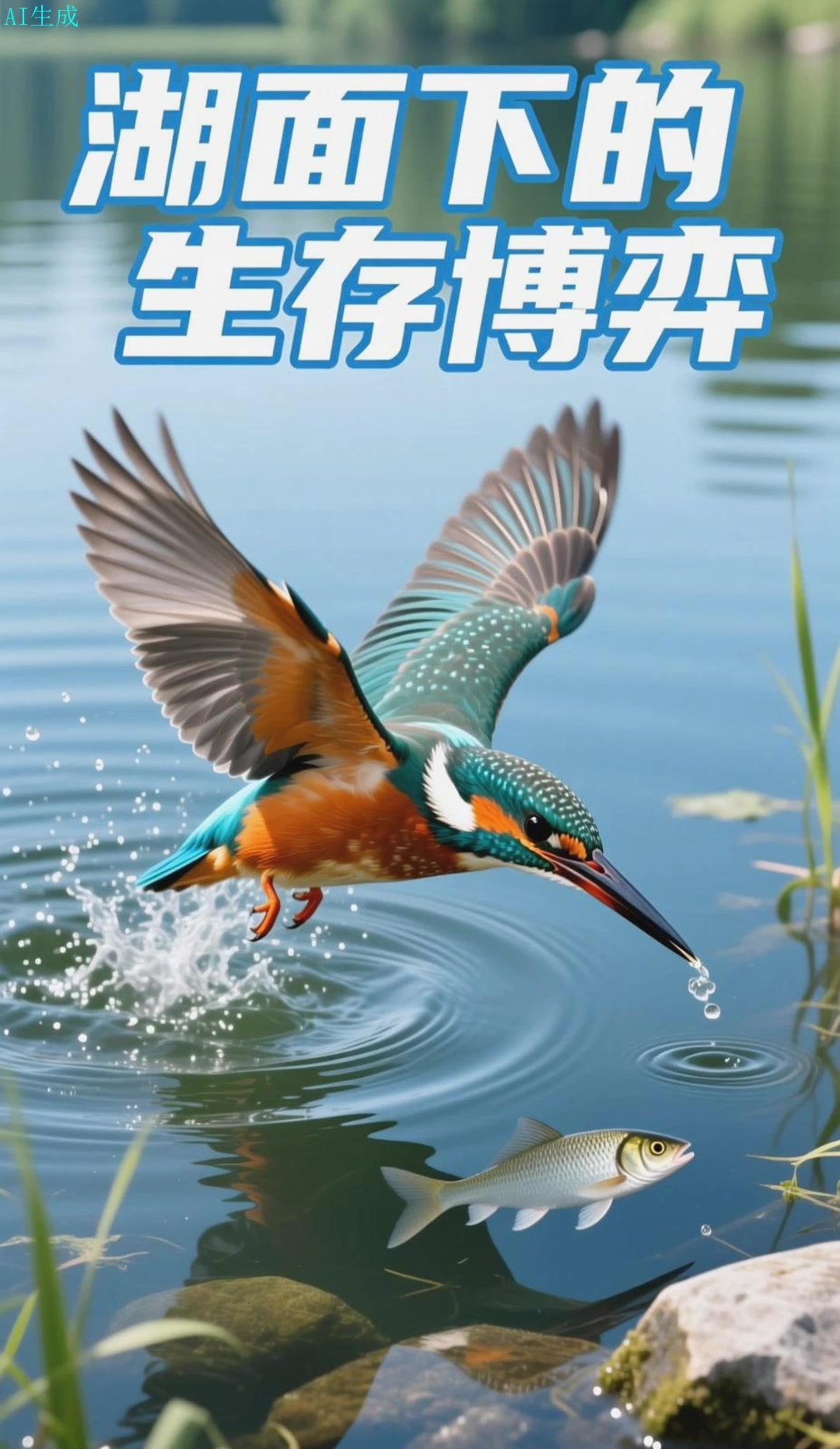 翠鸟捕鱼：湖面下的生存博弈