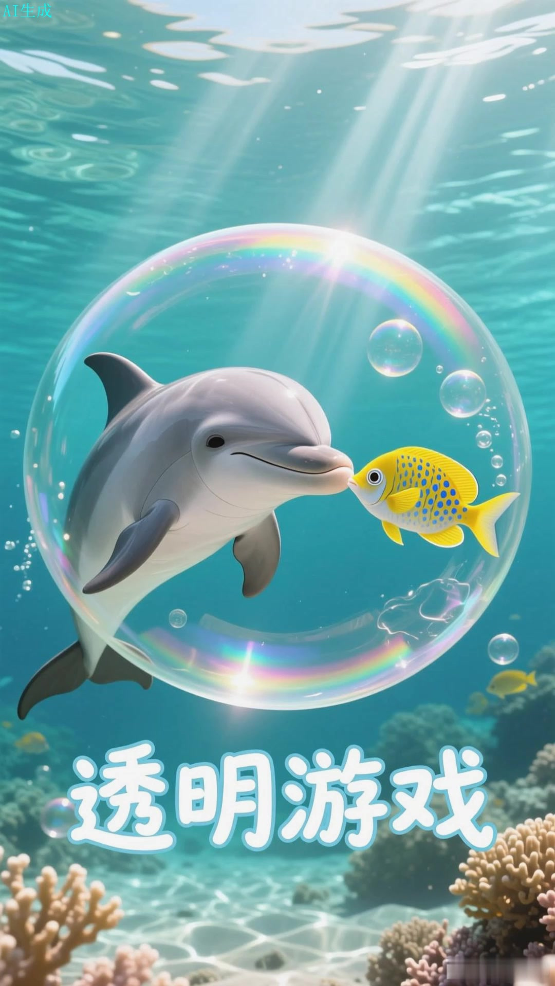 小海豚用气泡圈圈住小鱼，玩一场透明的游戏 (1)