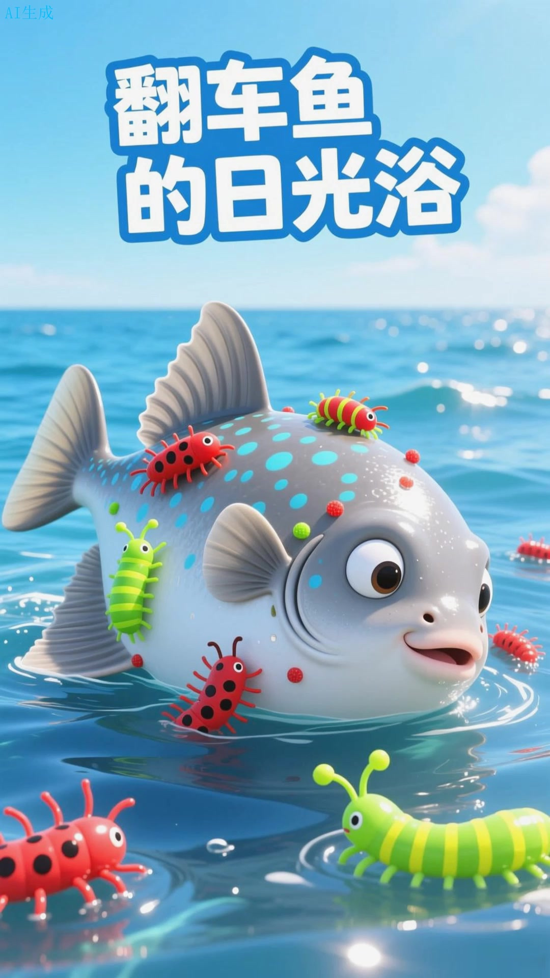 翻车鱼,垂直日光浴,侧翻漂浮的寄生虫清理