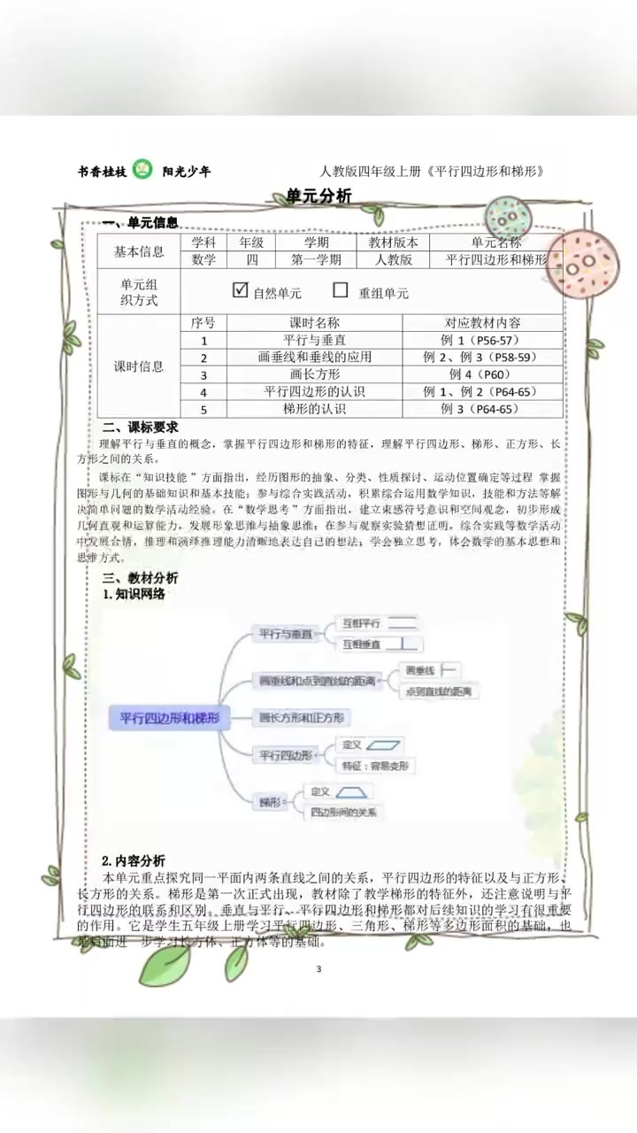 人教版数学四年级上册第五单元《平行四边形与梯形》