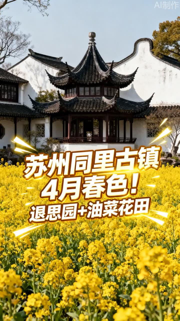 苏州同里古镇4月春色！退思园+油菜花田