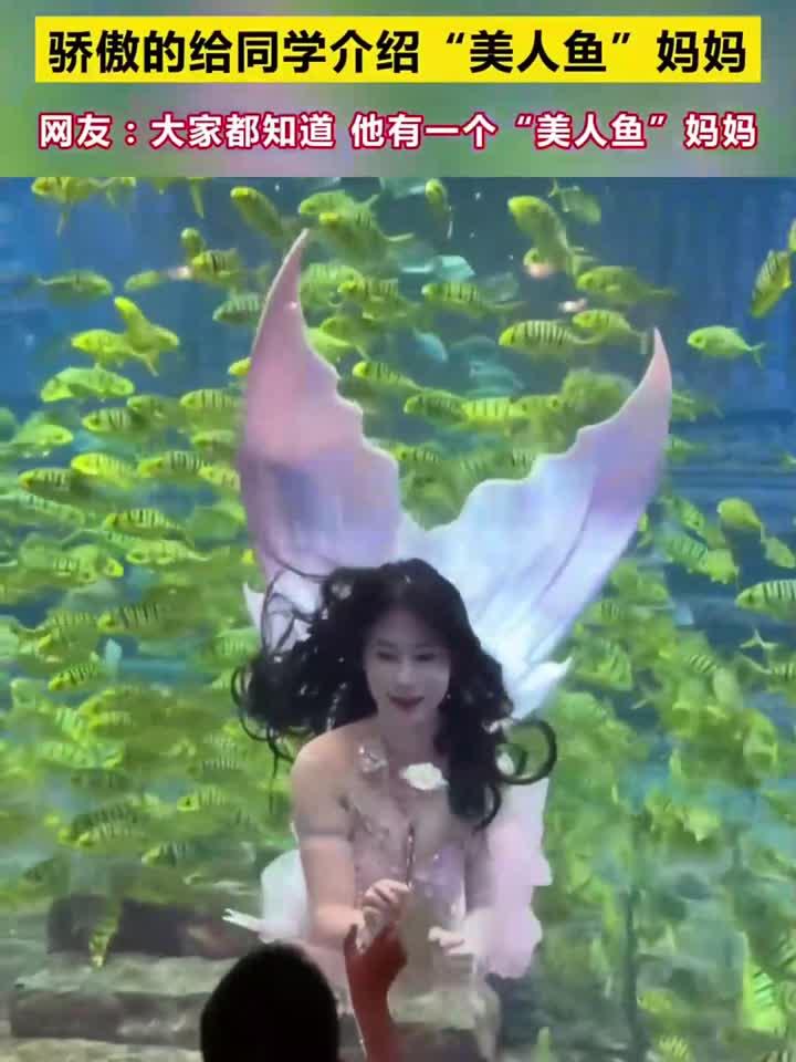 小朋友骄傲的给同学介绍“ 美人鱼 ”妈妈