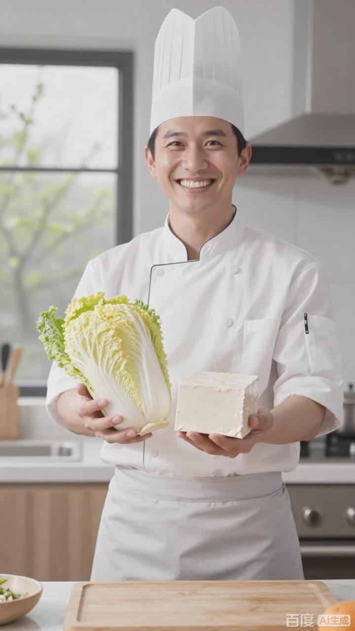 白菜炒豆腐，清淡爽口，素食者的家常菜