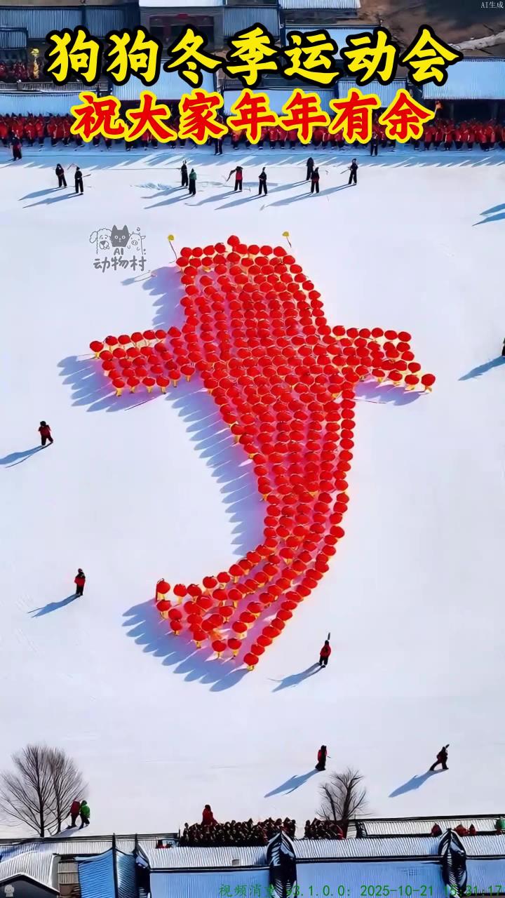 666只小狗摆红鲤鱼造型，祝新年运势旺旺旺