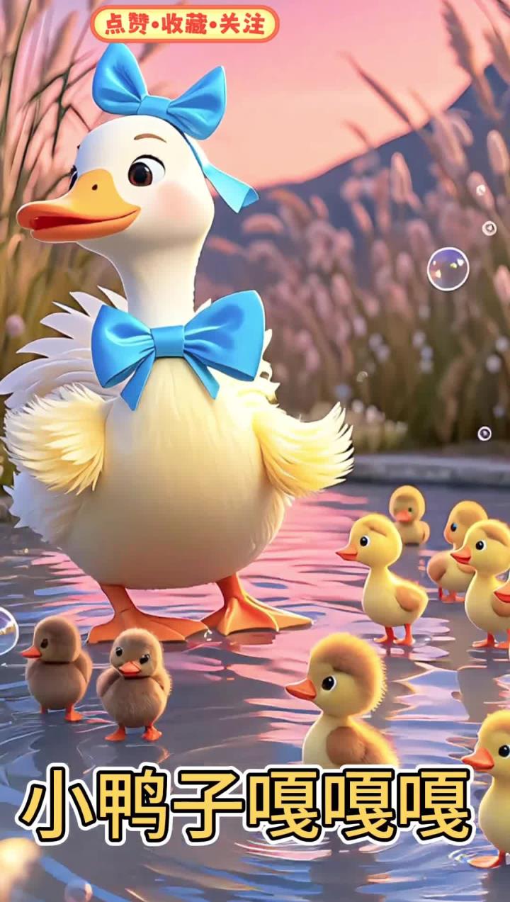 0-3岁早教儿歌《小鸭子》小鸭子嘎嘎嘎,扁扁的小嘴巴,它们跟着鸭妈妈在水里嘻嘻哈哈